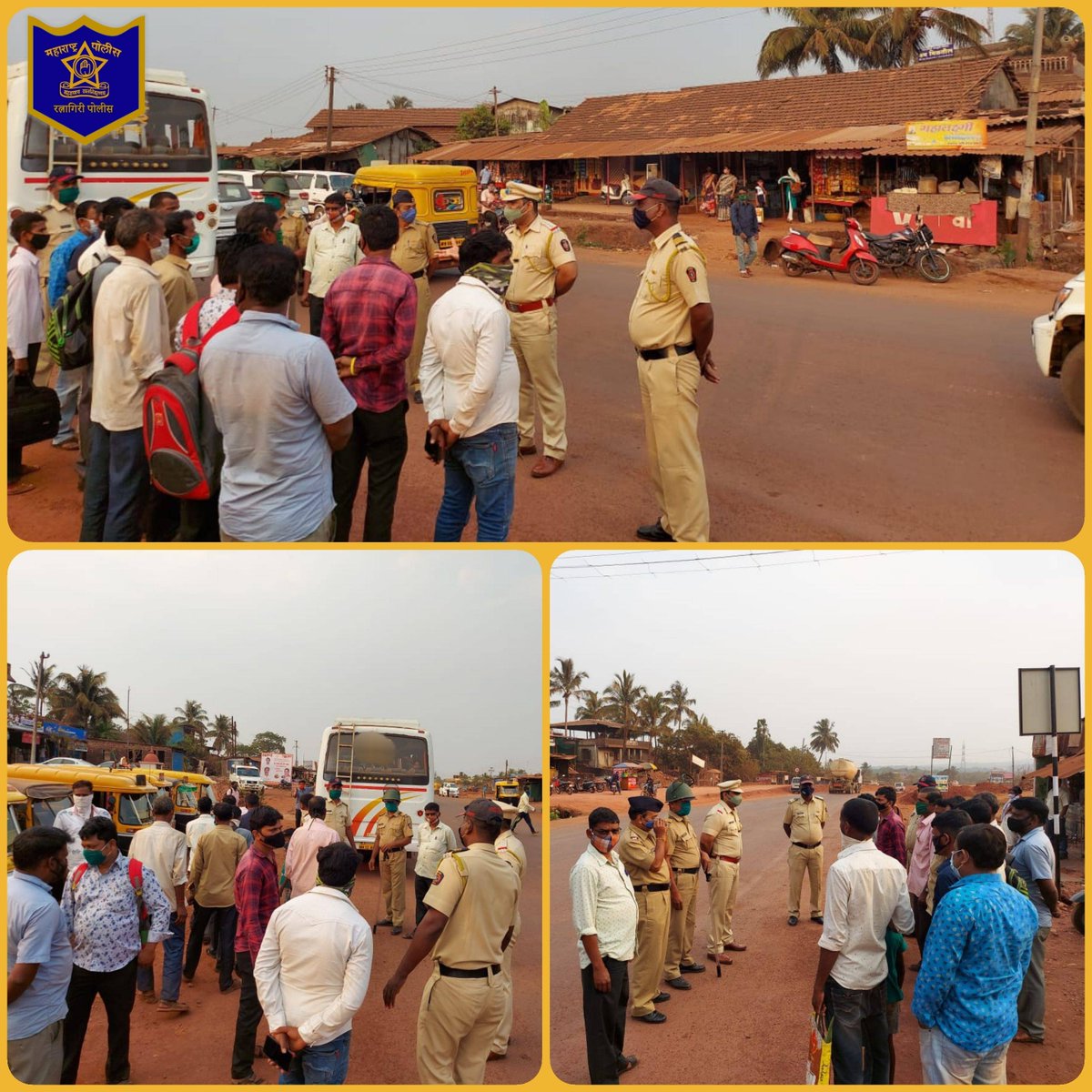 RatnagiriPolice's tweet photo. रत्नागिरी ग्रामीण येथे शिंमगोत्सव निमित्त स.पो.नि. पवार यांनी दंगा काबू योजना व पथसंचलन राबविले.
@DGPMaharashtra #RiotControlPlan #StaySafe #SafeShimga #RatnagiriRural #RatnagiriPolice https://t.co/26Nqz8awSs