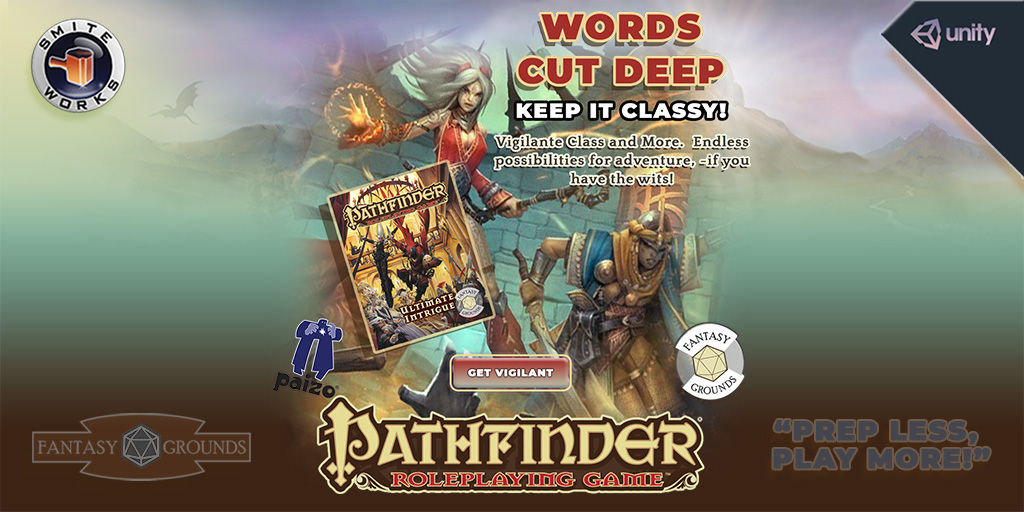 FantasyGrounds2's tweet photo. NEW RELEASE - ULTIMATE Intrigue - Pathfinder RPG - Words Cut Deep

https://t.co/QLmlv1LGT1

#paizo #paizopublishing #gamemaster #gm #pathfinder #pathfinder1e #pathfinder1 #pathfinderrpg #rollplay #roleplay #tabletopgames #charactersheets #rpg #tabletop  #tabletoprpg https://t.co/CUVjXIPVU0