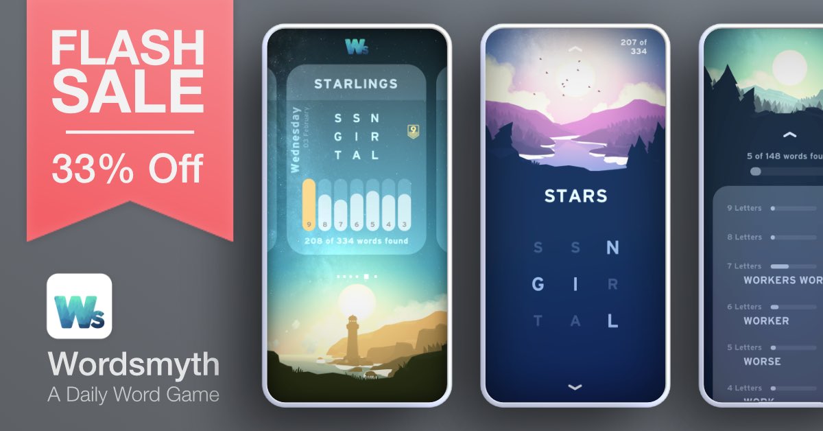 Wordsmyth is 33% off on #ios and #Android - so download now before I change my mind. 😳

RT and tell the world!!

App Store - apps.apple.com/app/id15349595…

Play Store - play.google.com/store/apps/det…

#AppStore #GooglePlay #puzzle #mobileapps #mobilegames