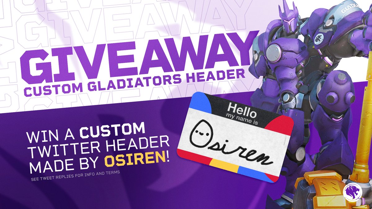 LAGladiators's tweet photo. NEW SEASON, NEW LOOKS. 🎨

We're teaming up with @Osiren_ to give away custom Gladiator-themed headers! Here's how to enter:

🛡️ Follow us and @Osiren_
🛡️ Like + RT this post
🛡️ Reply with your main or favorite hero! https://t.co/cOjVwjVKe8