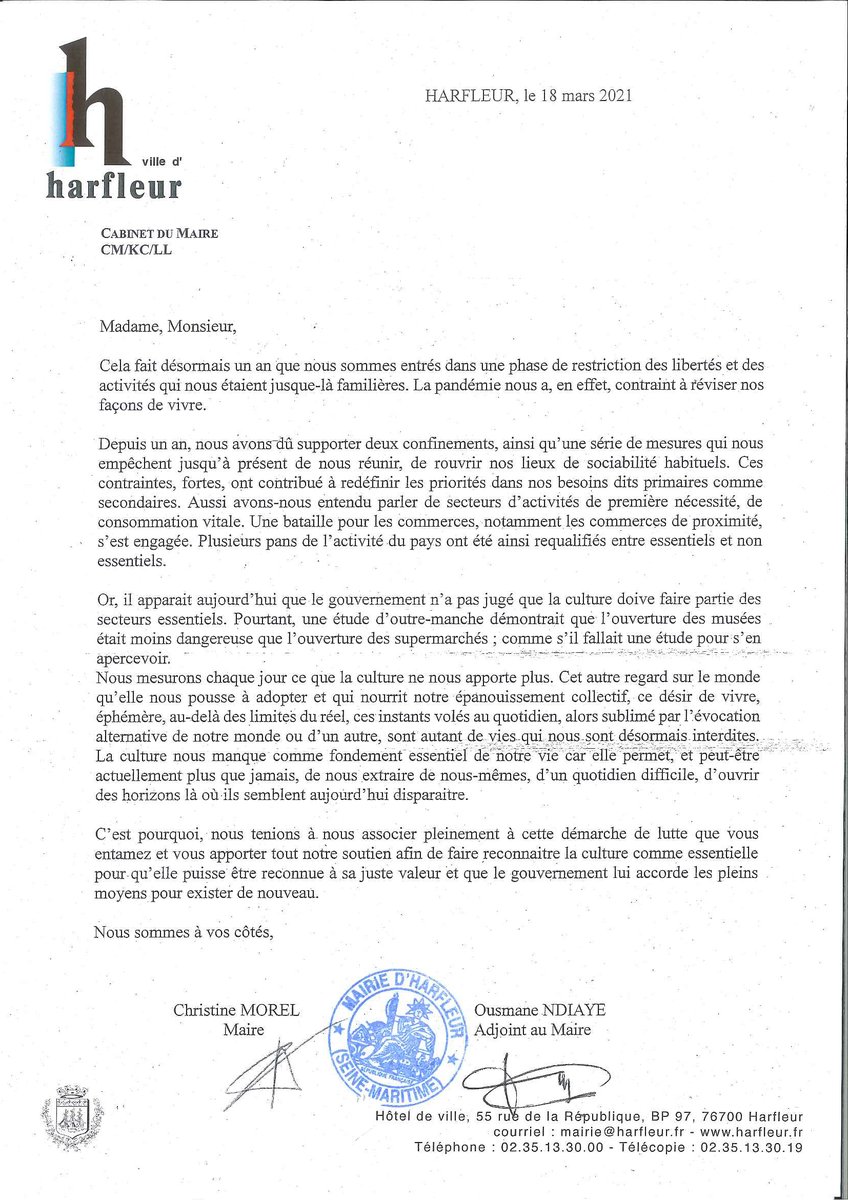 OccupationHavre's tweet photo. La Ville d'Harfleur soutient le mouvement Occupation Le Havre et nous a fait parvenir ce communiqué.
#Merci #Soutien #MêmeCombat #OccupationPartout https://t.co/EuNcP0zU7X