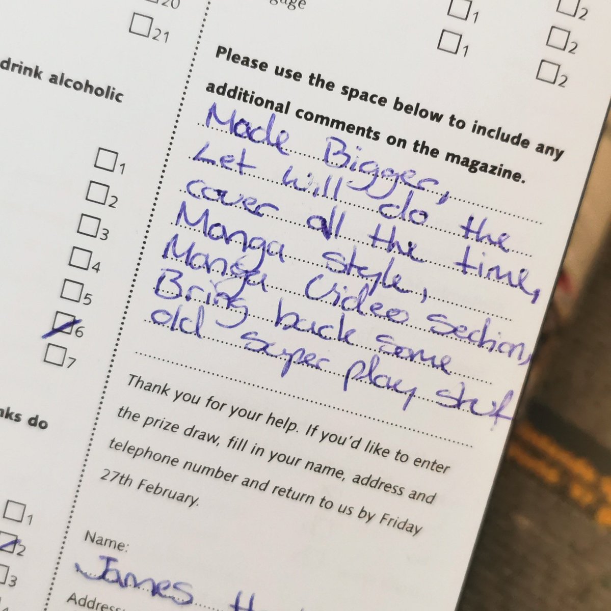 RKIDGAMES's tweet photo. So looking through #N64magazine issue 12 I found a readers questionnaire that 17yo me filled in and never sent off haha @Kosmikat read the additional comments :)
#superplay #retrogamer #n64 #snes https://t.co/gK1ey5S7IX