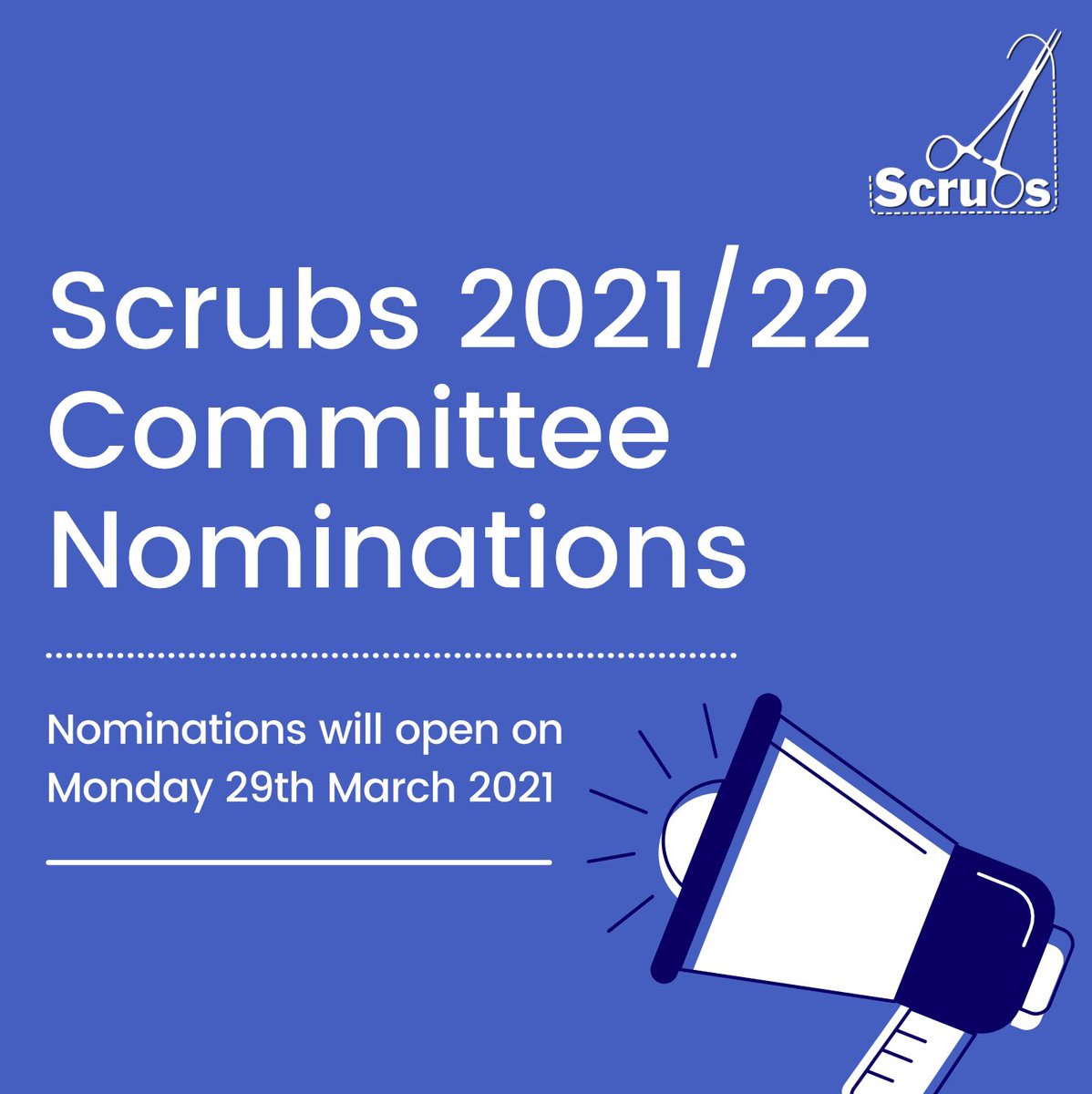 qubscrubs's tweet photo. Scrubs committee nominations 2021/22 🥳 

Committee nominations will open on Monday 29th March! There are a wide variety of roles available to suit everyone and is an excellent opportunity to build up your CV at an early stage🎉 

More information will be posted on Monday https://t.co/3uOHN60h37
