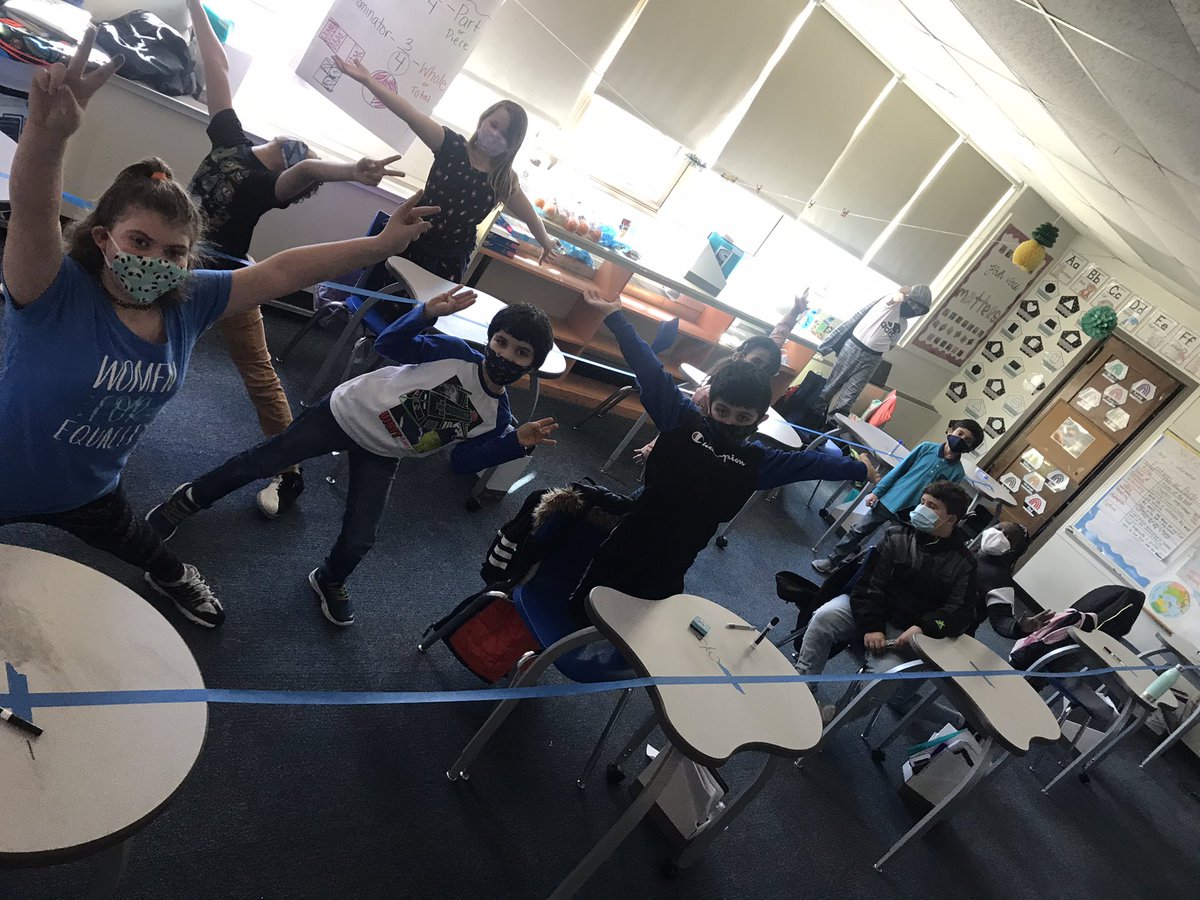 MissCutia's tweet photo. Shout out to @danidoo4 for giving us a helping hand and making our activity possible! 

A life-sized number line to put our fractions on! We labeled each desk and then practiced “jumping” to each fraction #WeAreBenFranklin #BPatriotProud https://t.co/bK47JyZFjA