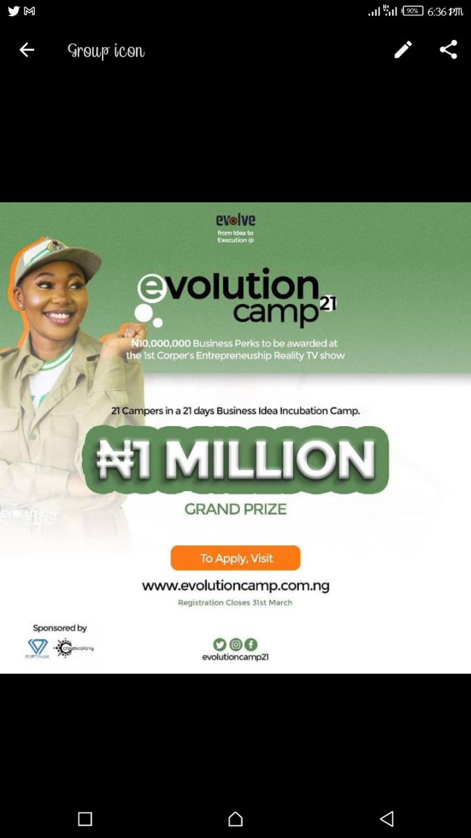 hojay_barbs's tweet photo. Application Is Now Opened Into #evolutioncamp21
👉🏾 Are you a serving Corp Member or recently Concluded service in 2021?
👉🏾 Do you have a valid idea or looking to create a business enterprise?
Here is a chance to benefit from the over N10 Million in Business Support Perks. https://t.co/voskIdDsOC