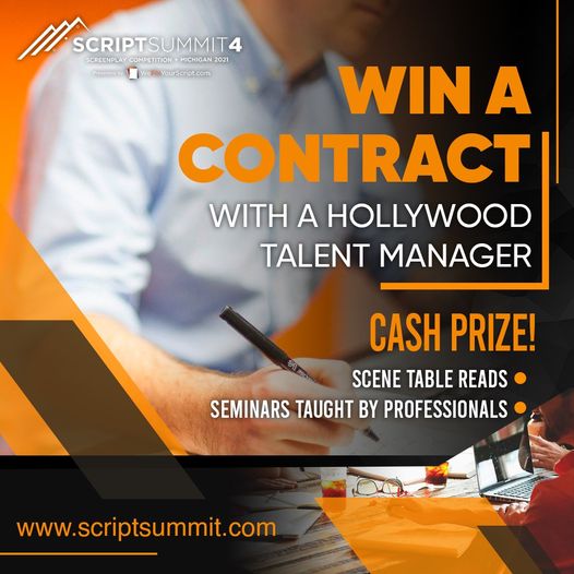 ScriptSummit's tweet photo. A great screenplay competition!  Cash prize, awards and management contract up for grabs! #ScriptSummit #SubmitYourScript #screenwriting #Screenwriters https://t.co/xS8fVzixLT