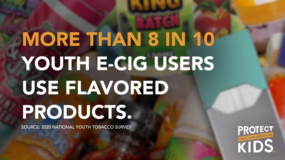 noflavoredecigs's tweet photo. Flavored e-cigarettes lure kids and mask massive doses of nicotine. Eliminating these and other flavored tobacco products is key to protecting kids from addiction. https://t.co/y6sIiQKMCm