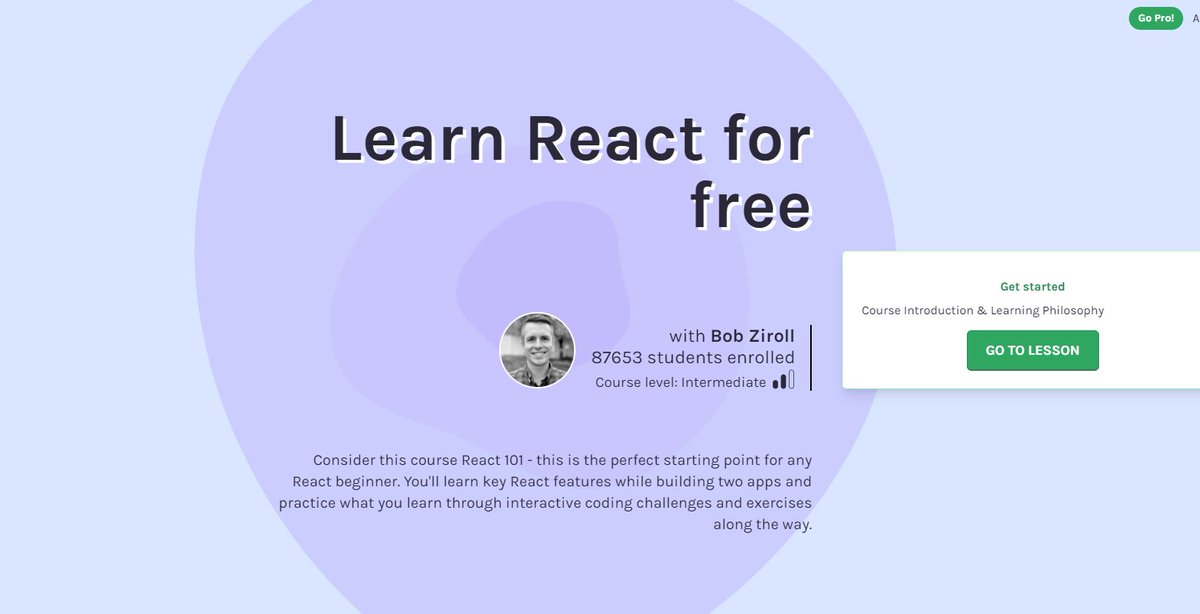 Osama_Elzero's tweet image. واحد من الكورسات الرائعة والمجانية لتعلم React 
تقدر تسجل عضوية او تدخل مباشرة بحساب ال Github
scrimba.com/learn/learnrea…
الكورس مش بس فيديو دة كورس تفاعلي بيخليك تكتب الكود وتجربه وفيه معلومات جميلة وطريقة شرح كويسة 
متنساش تشير الكورس علشان تساعد غيرك