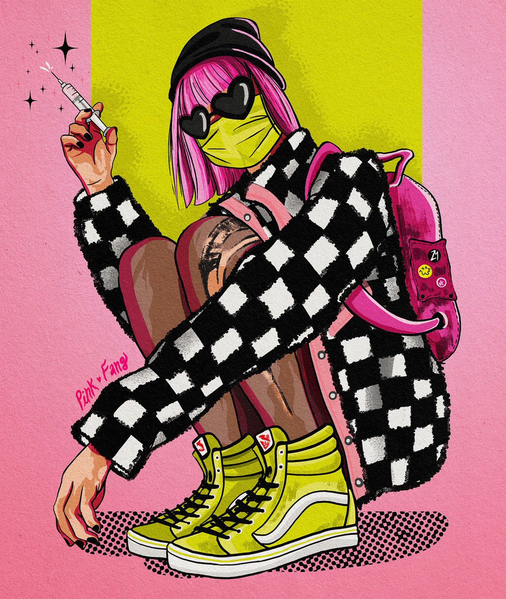 naomiarvz's tweet photo. Mas vale tarde que nunca asi que aquí esta mi 💉⚡️Outfit para sobrevivir el 2021!⚡️💉 #ViernesDeIlustracion #VDI #ViernesconVdeVans 💖 https://t.co/TdmSmR9LPk