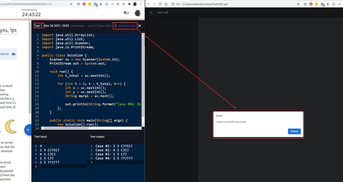 sebjcarroll's tweet photo. @googlecodejam Getting an error when trying to look at the result pdf. Is this the way to see results of submissions? #CodeJam https://t.co/Rth3152Wfy