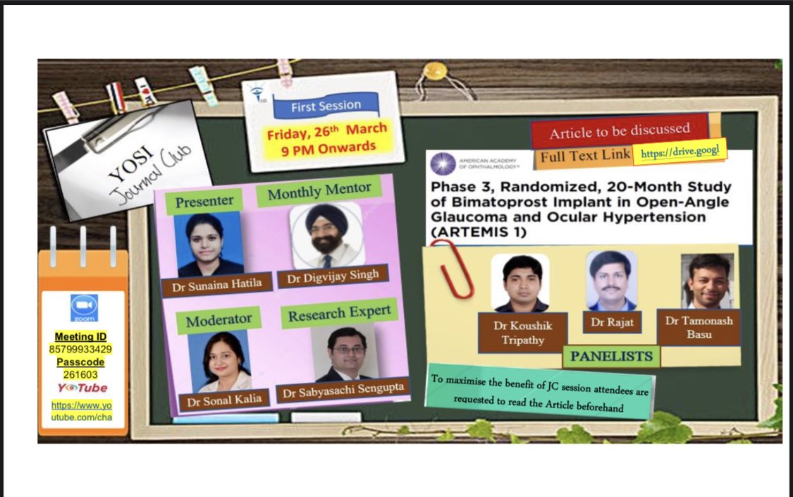 YOSI_India's tweet photo. https://t.co/dyV9Wu0D5m

YOSI Journal Club - 1st session: 
ARTEMIS 1 Study well presented by Junior Resident &amp; Finer points of the research paper discussed by panel of Research &amp; subject experts https://t.co/fnTVL3XZJG