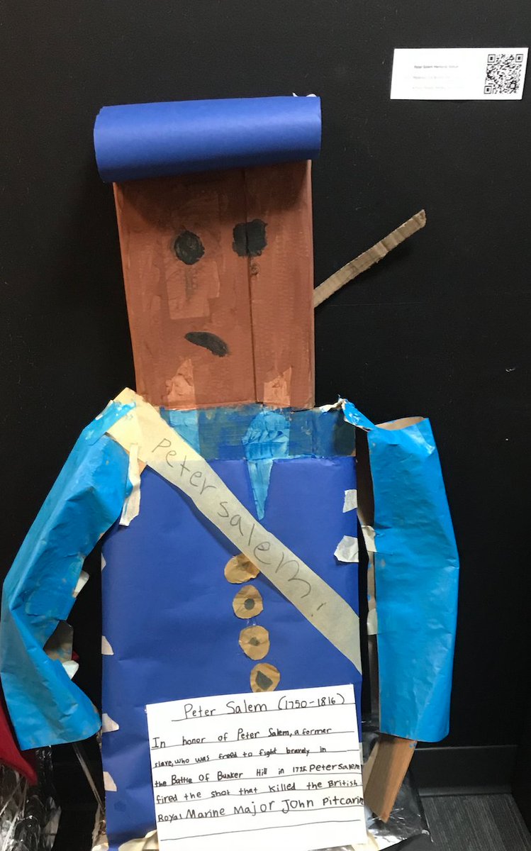 thomasmvps's tweet photo. @halsedanderson, our memorial is a statue of Peter Salem, who was freed to fight in the Battle of Lexington and Concord during the Revolutionary War.  Please check out our project. #heroesnothate @mvpschool https://t.co/JFnoWb3XB1 https://t.co/ZcDKRB4Ovb