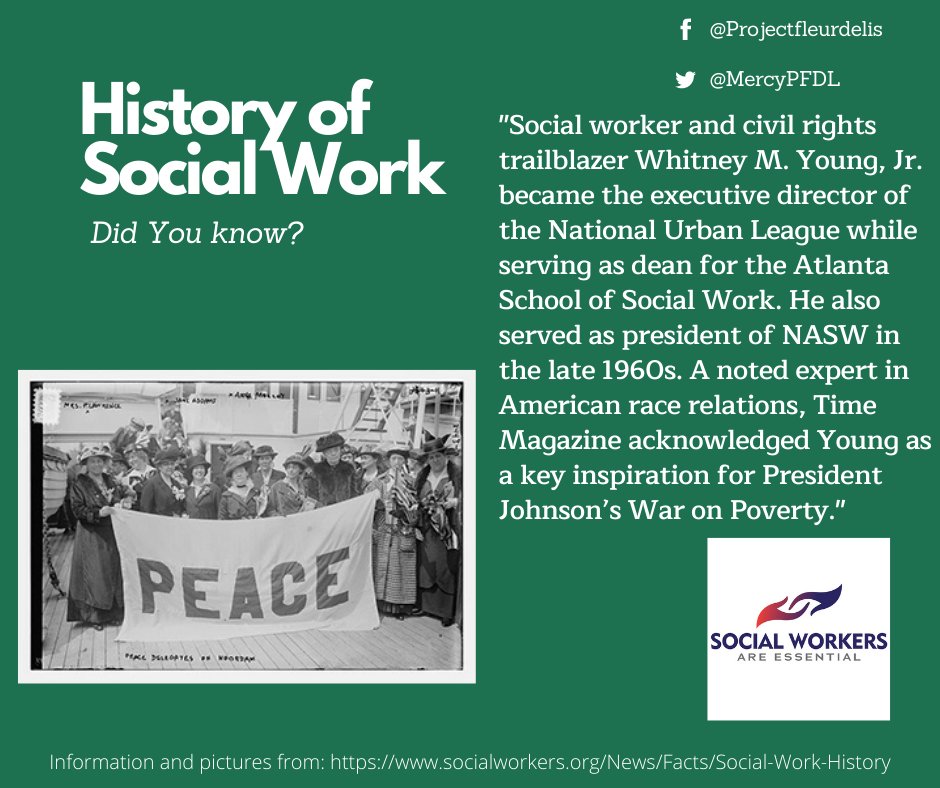 MercyPFDL's tweet photo. Throughout March, we are sharing pieces of the history of social work. The field has grown over the years, but there are still social workers radically changing individual lives or governmental policy. #SocialWorkMonth #SocialWorkIsEssential #EssentialSocialWorker #SWMonth #NASW https://t.co/DnqleIt6wO