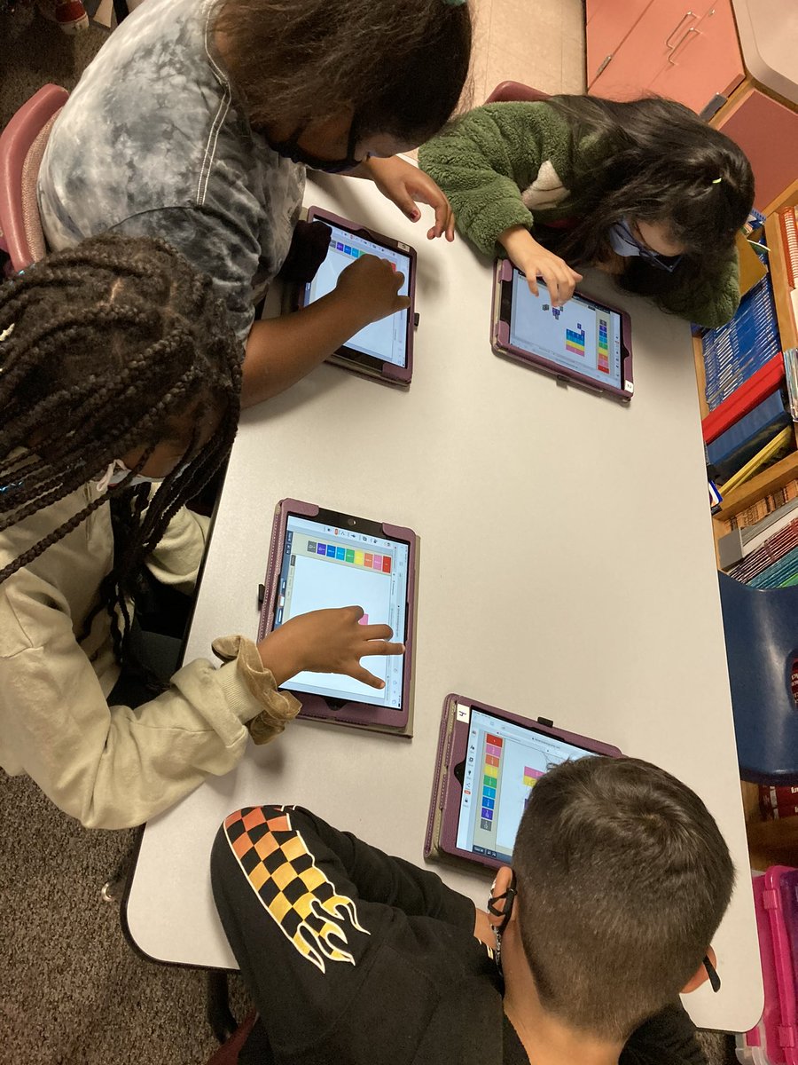 hawks_harris's tweet photo. Harris students in Ms. Stewart’s 4th grade class using our new Title I iPads and the math app BrainingCamp to explore and gain a deeper understanding of fractions! @GPS_District https://t.co/svVLVz5edx
