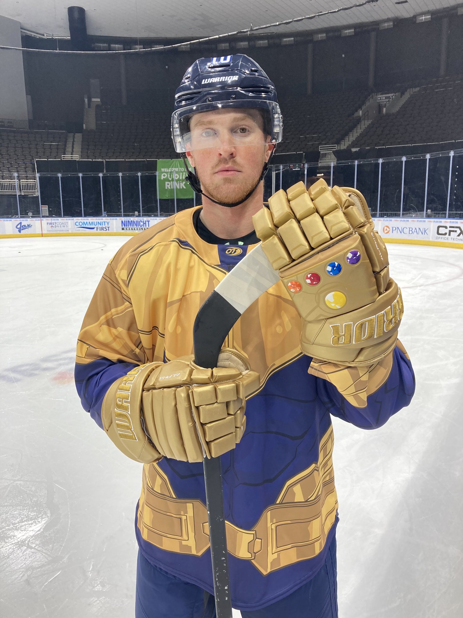 Jacksonville Icemen on X: For the first time ever you can own a matching  themed jersey and glove set – Thanos style! Marvel Super Hero™ Night feat.  Thanos is this Friday and