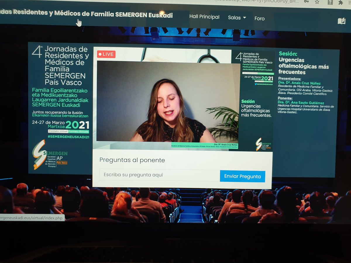 gmediavilla's tweet photo. 4°Jornadas de Residentes y MF de SEMERGEN Euskadi.
Urgencias oftalmologicas mas frecuentes
Ponente: Dra. Ana Sauto MF HUAraba.
Modera: Dra. Anais Cruz. R4 OSI Araba.
@OSIArabaESI @osakidetzaEJGV @SEMERGENap @semergenpv #semergeneuskadi2021 https://t.co/7gMDK5XEcZ