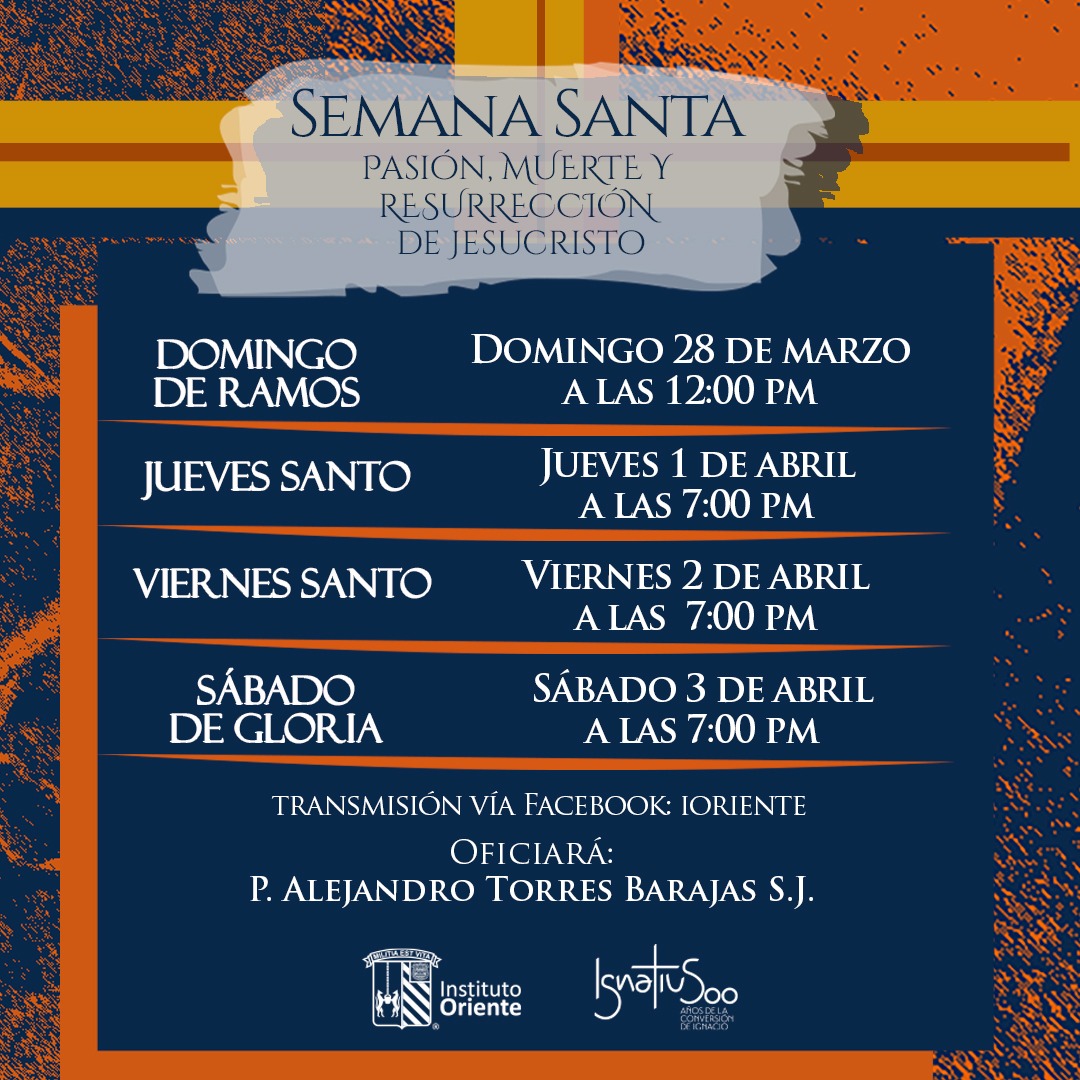 Semana Santa es tiempo para reflexionar el centro de nuestra fe. Celebremos en casa el Misterio Pascual que nos da esperanza, y quedémonos en casa para seguir cuidándonos. 

Presentamos el programa de eucaristías que podrán ver a través de nuestro Facebook.

#SemanaSanta2021