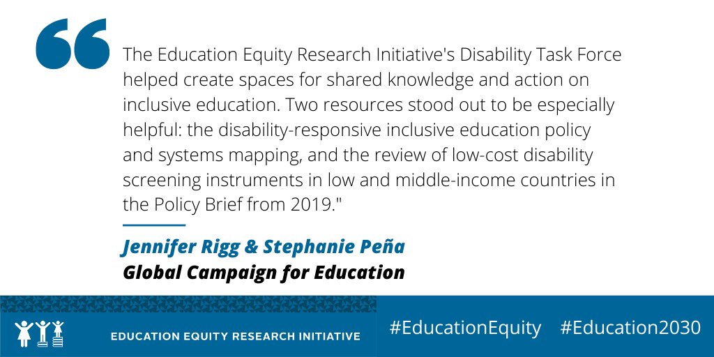 Our task teams produced resources to advance #equity2030 for specific subgroups, including #childrenwithdisabilities. <a href="/jennrigg/">Jennifer Rigg</a> &amp; @SJPena21 of <a href="/GCE_US/">GCE-US</a> &amp; #disability task team members reflect on which ones stood out to them. Read more here:  bit.ly/2QJT667