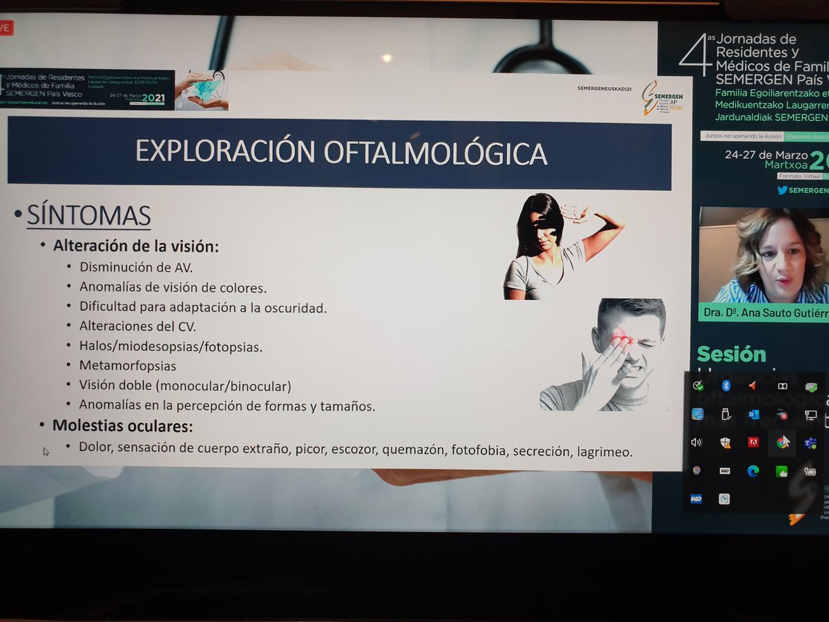 gmediavilla's tweet photo. 4°Jornadas de Residentes y MF de SEMERGEN Euskadi.
Urgencias oftalmologicas mas frecuentes
Ponente: Dra. Ana Sauto MF HUAraba.
Modera: Dra. Anais Cruz. R4 OSI Araba.
@OSIArabaESI @osakidetzaEJGV @SEMERGENap @semergenpv #semergeneuskadi2021 https://t.co/7gMDK5XEcZ