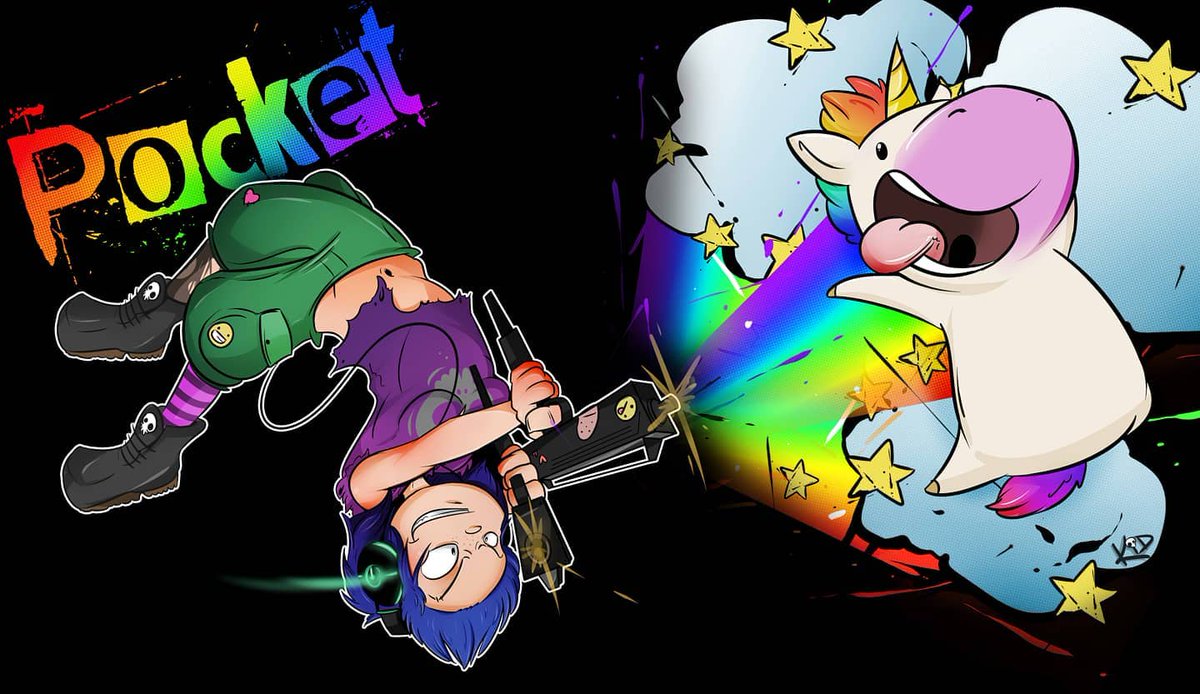 kidbrainer's tweet photo. An adorable character named Pocket. Very skilled when it comes to absolute carnage. With her music on hand, instead of blood and gore, all she sees is rainbow and unicorns 🦄

# pocket #unicorn #unicorngun #weee #actionpose #colorful #art #artist #lazyartist #doodle #illustrati https://t.co/gxVnrfPSij