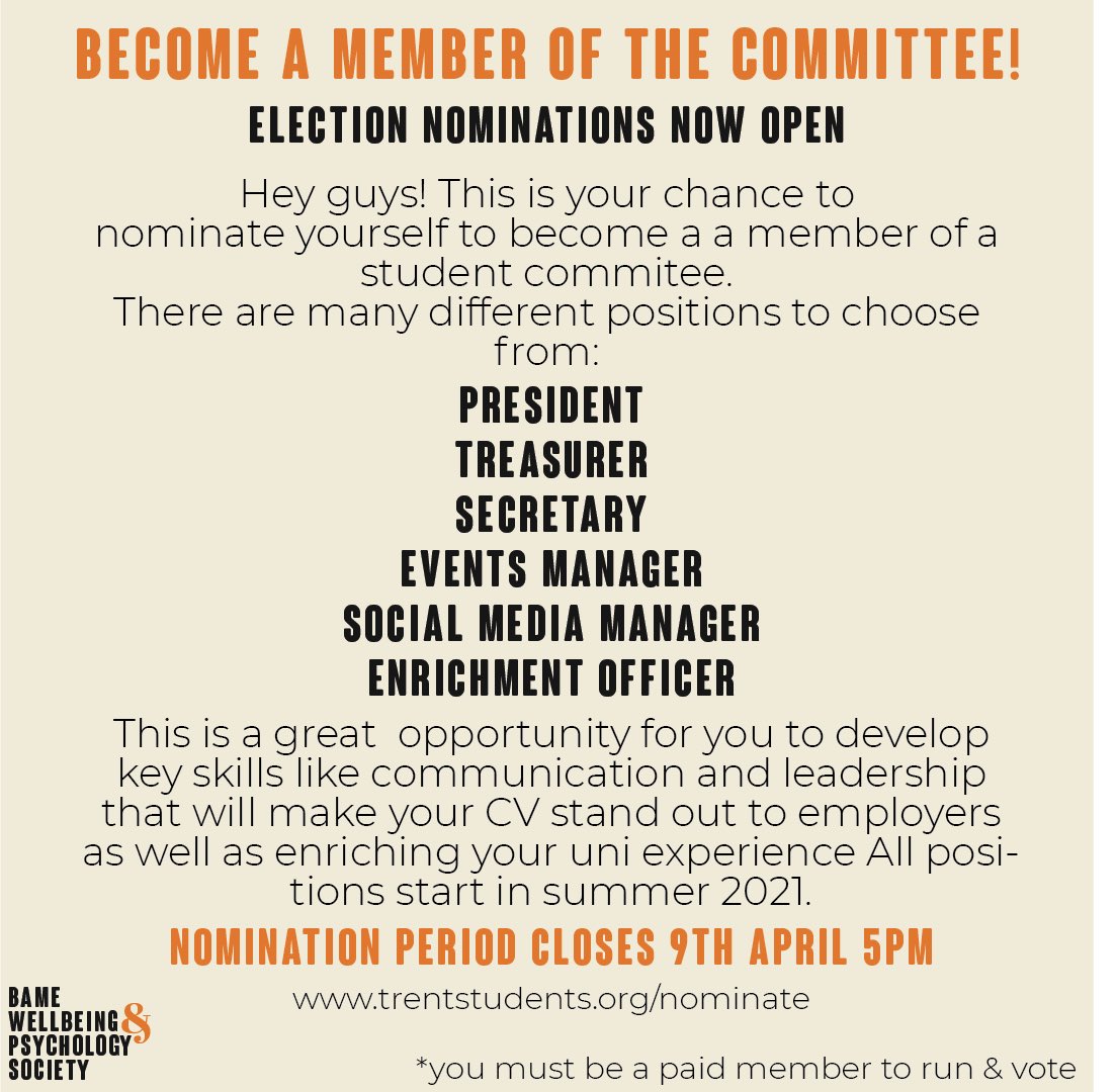 NTU_BAMEPsych's tweet photo. Here’s your chance to join the 2021/2022 committee! COVID-19 hit us pretty hard meaning we couldn’t do as much as we had originally planned, we expect next year to better. Below you’ll find a summarised description of each role 🧡 https://t.co/lq50Zf95rr