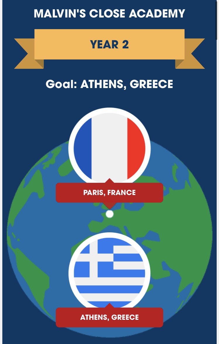 MrsBuckleMCA's tweet photo. Year 2 have made it to Paris and now we’re on our way to Athens, Greece! Make sure you and your family are logging activity to help us get there! https://t.co/oggdoO5tbY @MrsStonebanks https://t.co/EkO1m1k1VJ
