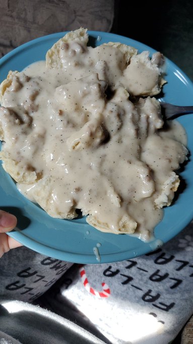 My first attempt at making biscuits and gravy.. no to bad if I do say so myself.  Daddy's is still way