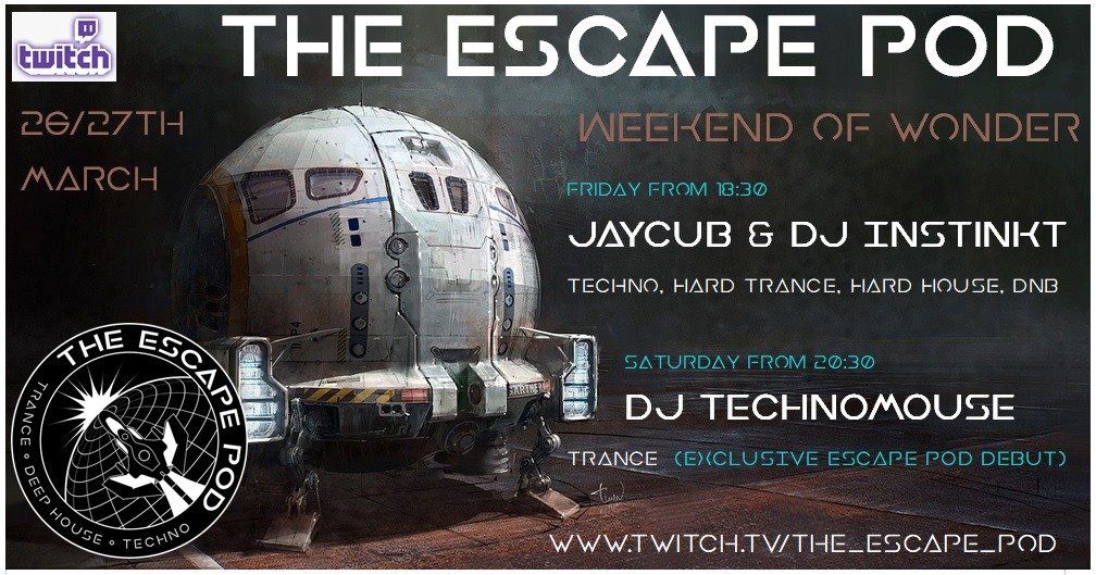 The_EscapePod's tweet photo. Also, we have a debut for @mouseamillion tomorrow night with some lovely warming #Trance . https://t.co/ETfDK0D3HM