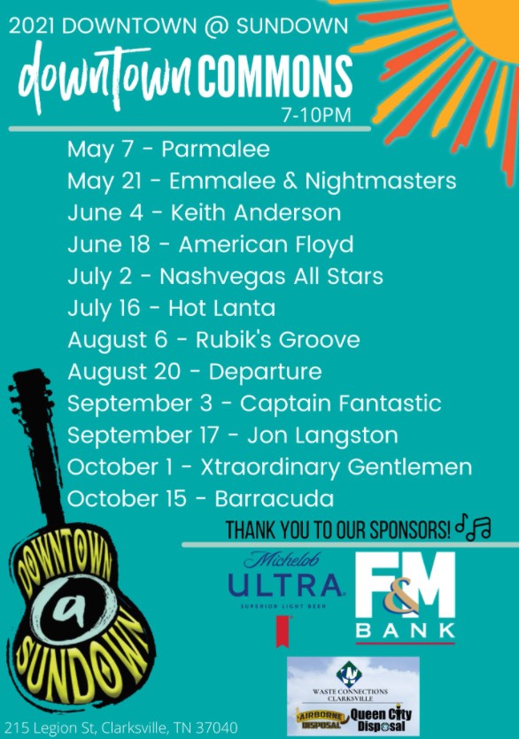 mcgtn's tweet photo. 2021 Downtown @ Sundown dates &amp; artists have been announced! We are looking forward to a concert series full of great entertainment with a variety of music genres. https://t.co/EgOVhKTgF4