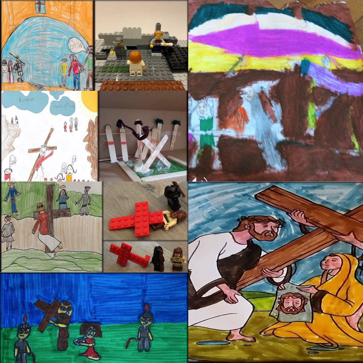 Miss_mcjohnson's tweet photo. The grade 3’s are excited to share their Stations of the Cross video with @alcdsb_erls 🙏✨ Each of the stations can teach us many things about Jesus’ love for us all! Students had the choice to draw or build their station ✝️ We hope you enjoy our presentation 😊 @Miss_SOBrien https://t.co/Q2qDBrsrf6