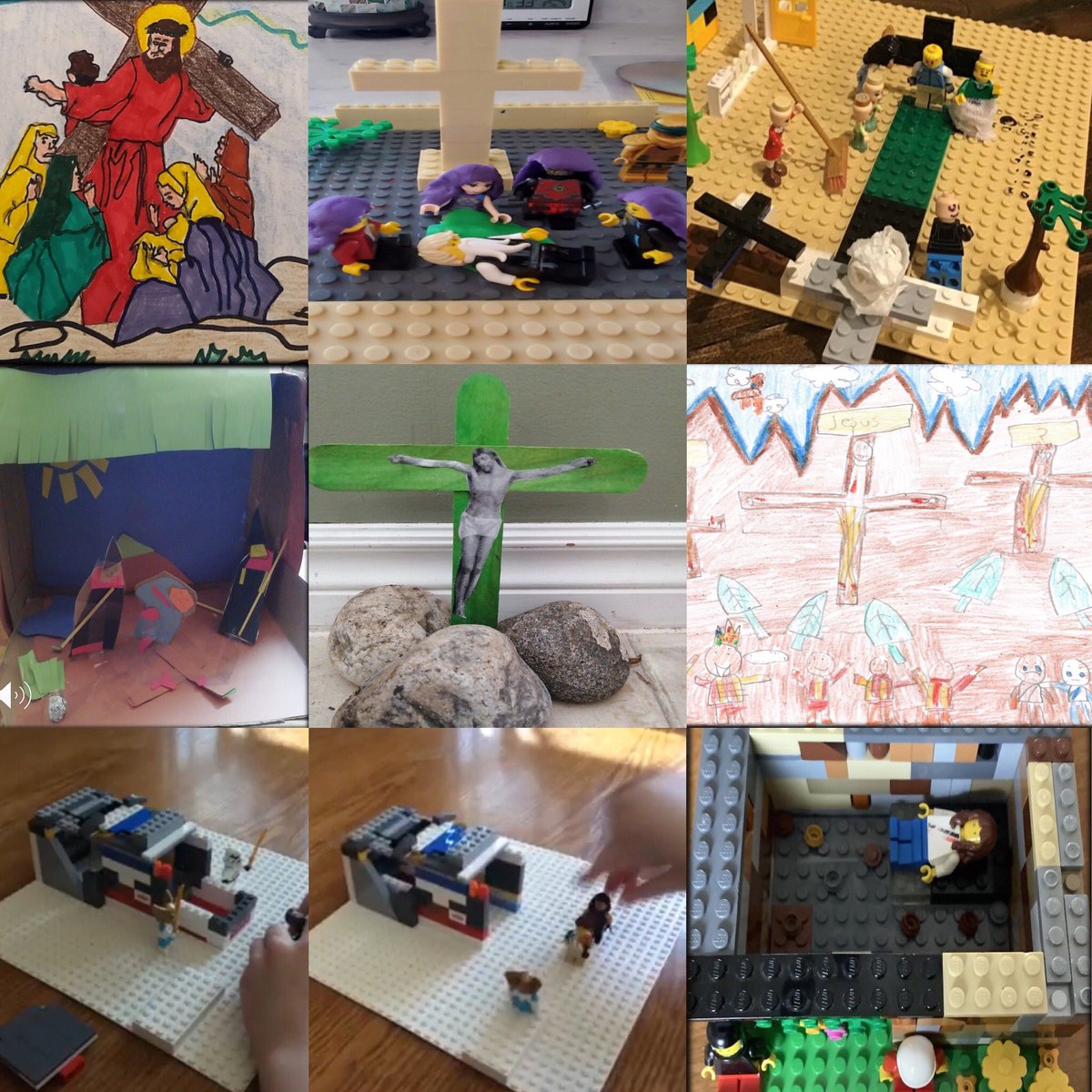 Miss_mcjohnson's tweet photo. The grade 3’s are excited to share their Stations of the Cross video with @alcdsb_erls 🙏✨ Each of the stations can teach us many things about Jesus’ love for us all! Students had the choice to draw or build their station ✝️ We hope you enjoy our presentation 😊 @Miss_SOBrien https://t.co/Q2qDBrsrf6