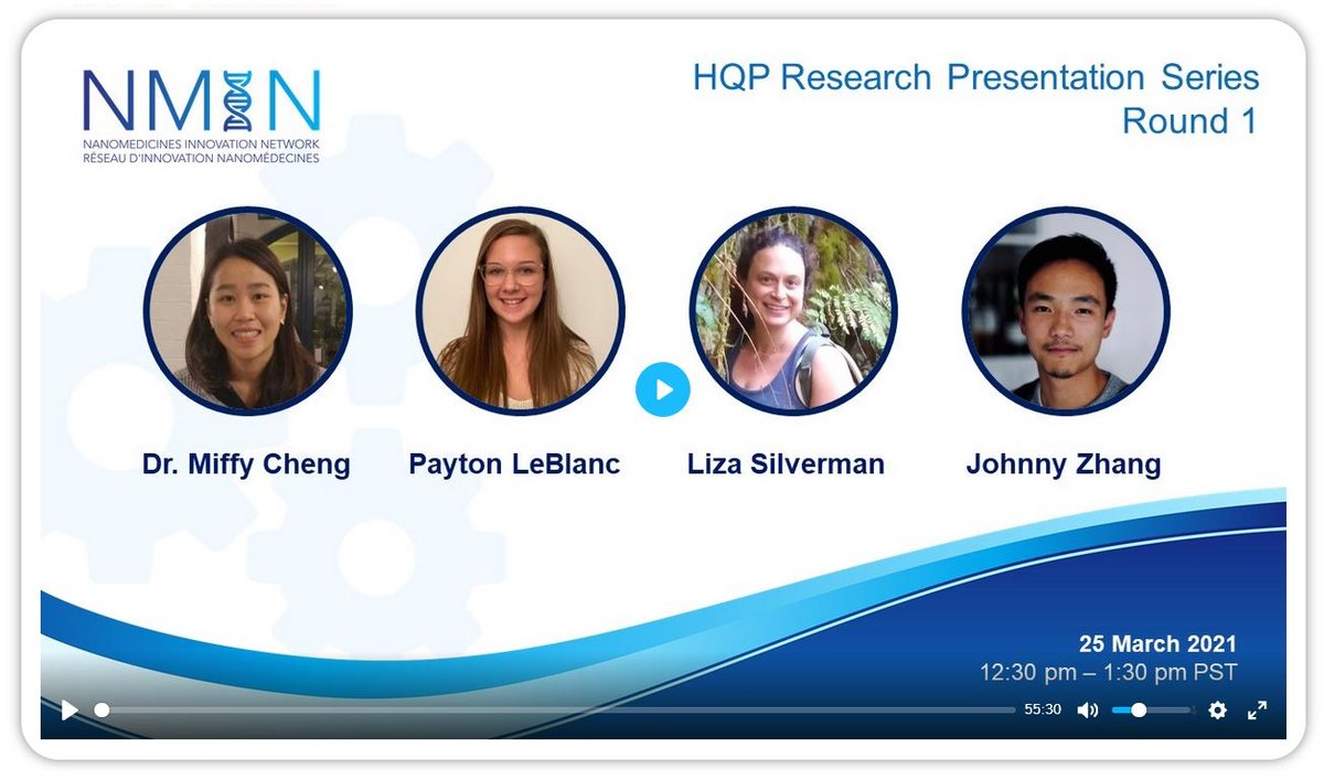 NMIN_NCE's tweet photo. VIDEO AVAILABLE: Round 1 of HQP Research Presentations on NMIN-supported research 
https://t.co/TlVJQ1QxUu

#nanomedicine #nanoparticle #lipsome
@johnny_yw_zhang @UofT @TheChanLab @chemuoft @uvic @UAlberta @WishartLab @pmcancercentre @ganglabstyle https://t.co/jonU7LLG9U