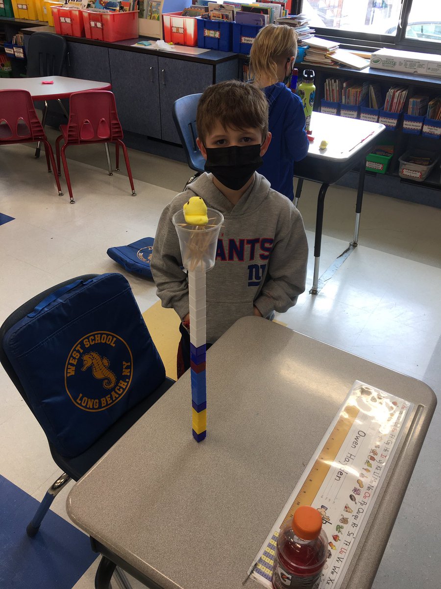 Teach22Lb's tweet photo. Spring STEM project.  Who can build the “tallest tree” and balance a Peep in a nest?  #ProudToBeLB @WestSchoolLBNY https://t.co/Ie2YOgiZR5