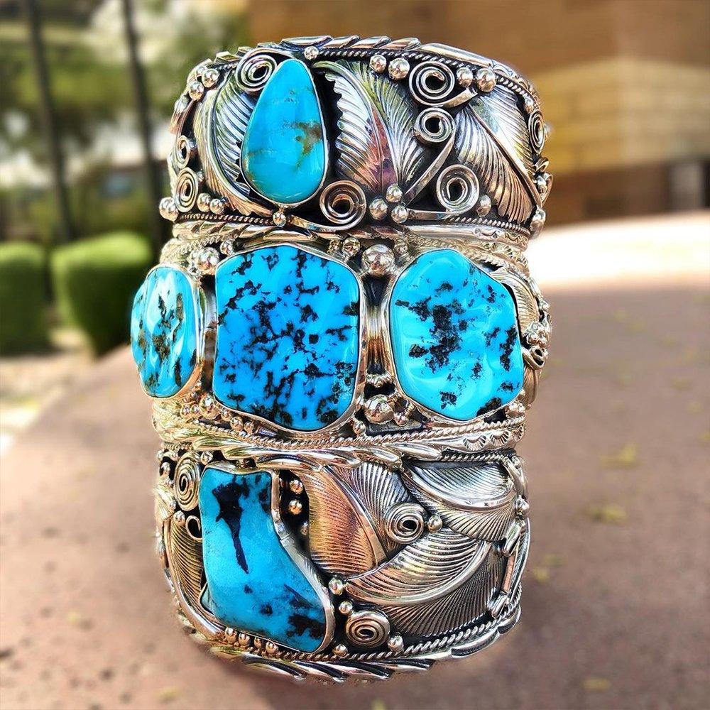 #NativeAmerican Genuine #SterlingSilver #Turquoise Cuff #Bracelet 

💙 Tap &amp; Check Our Full Shop!
Or bit.ly/2LWUmRr