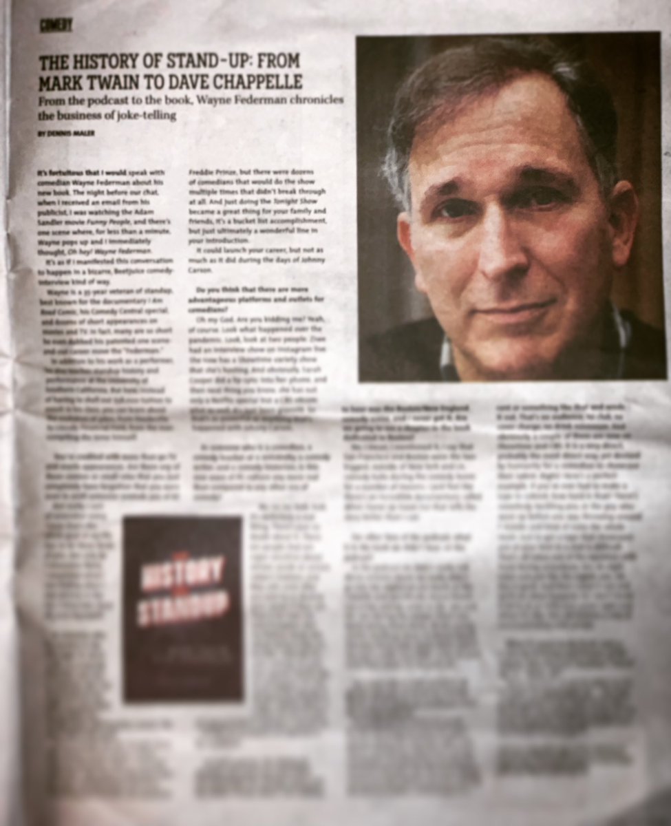 Learn about the history of stand-up comedy from the man writing the history book, Wayne <a href="/Federman/">Wayne Federman</a>, in the latest edition of <a href="/DigBoston/">DigBoston</a>. 
Check the link to find it online or to have it delivered to your doorstep.

digboston.com/the-history-of…
