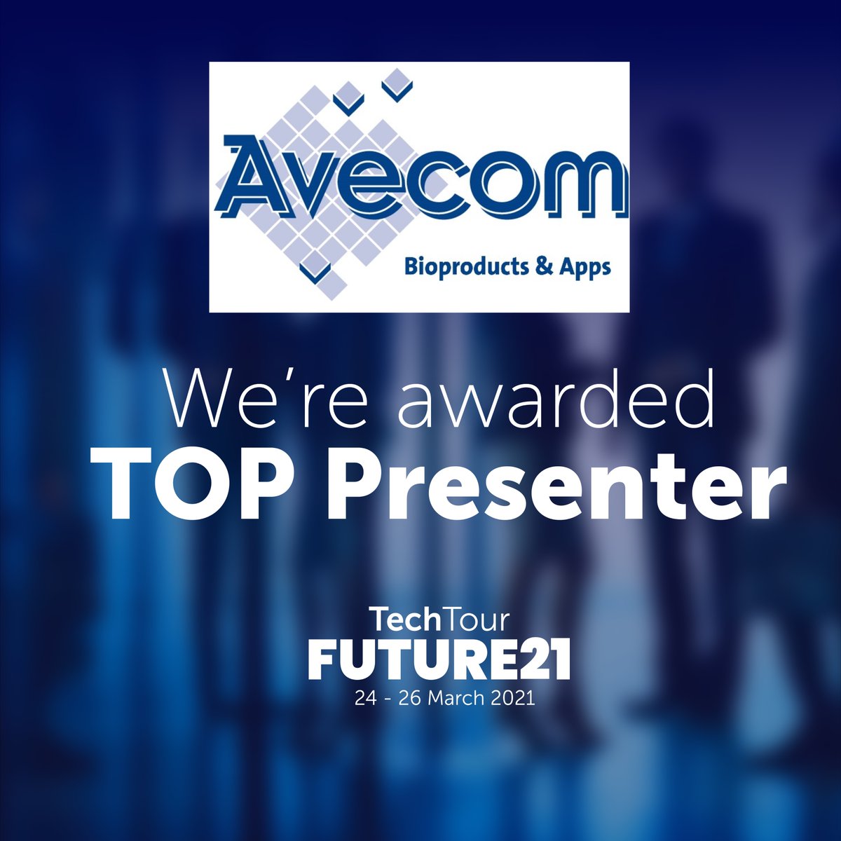 We're awarded <a href="/TechTourHQ/">Tech Tour</a> #Future21 Top Presenter in the category #Sustainability / #Bioeconomy!