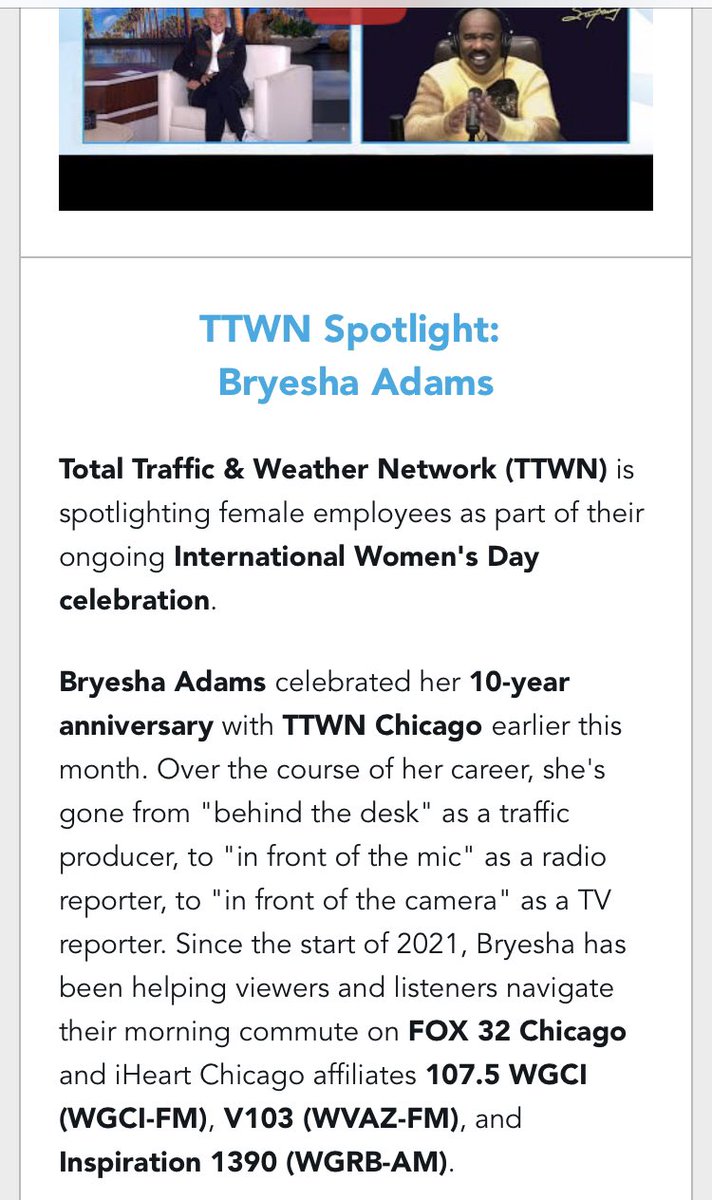 Bryesha_Adams's tweet image. Woke up to a company email saying I was spotlighted in @premierenetwork “Wins of the Week”. I’m proud, blessed and honored to be featured it means a lot. Thank you, I’m just getting started 🙏🏽🌟💫
•
#TTWN
#womenshistorymonth 
@fox32news 
@v103chicago 
@inspiration1390 
@wgci