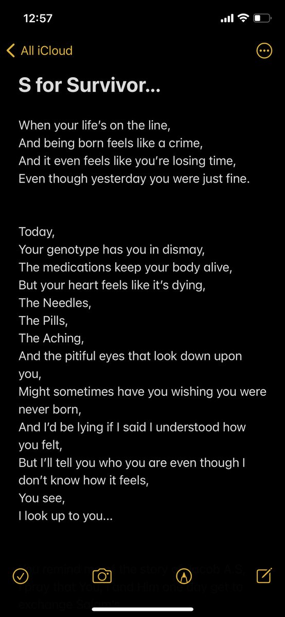 FaisaalMahe's tweet photo. This ones for my brothers and sisters with Sickle-Cell disease. I wrote this for you. Please share this with anyone you know that might have It. #SickleCell https://t.co/iqgEhx0m0s