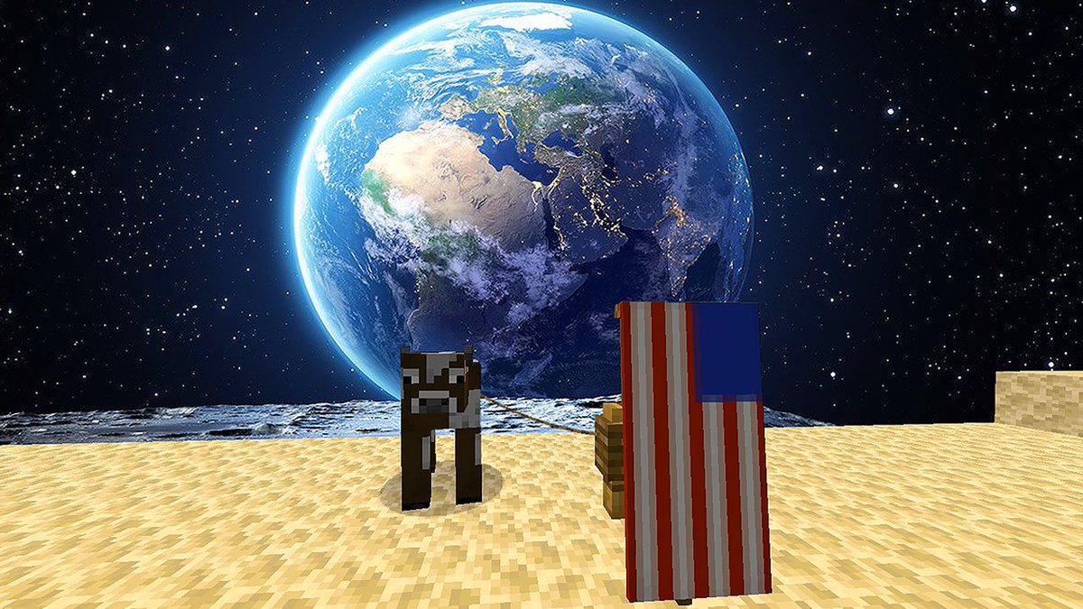 TheRealRUAK's tweet photo. Moon Landing 1969 portrayed by Minecraft... https://t.co/ZzUPbCZLzo #minecraft #meme #memes #cursedminecraft #cursed #epic #banana #steveee #megamanny https://t.co/EypWHTRRuX