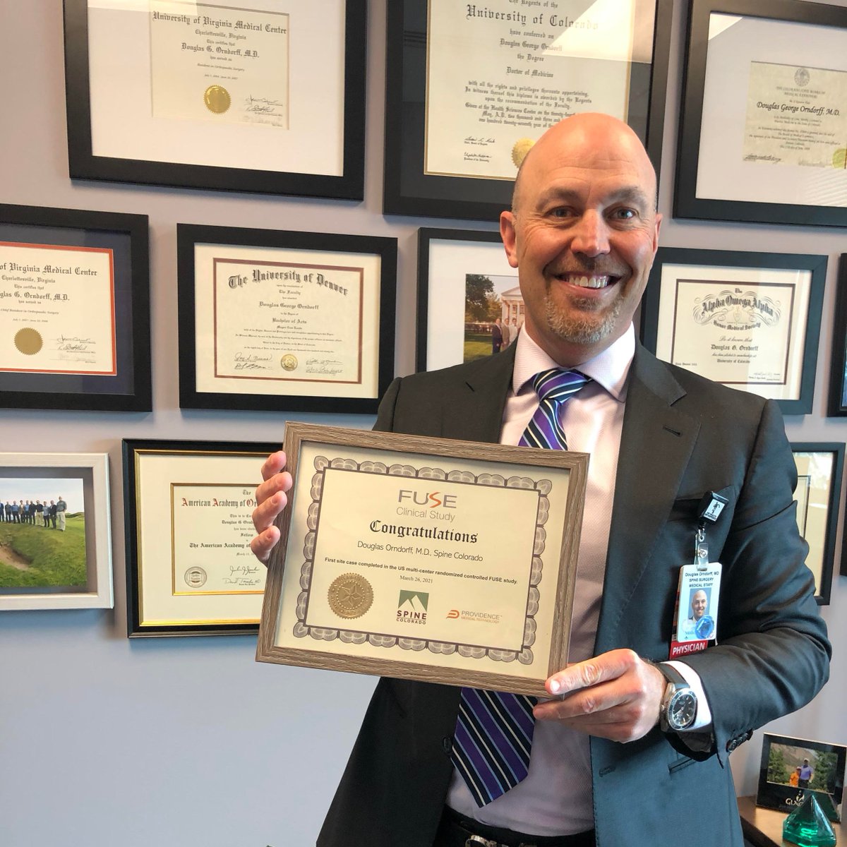 #Congrats to Dr. Douglas Orndorff &amp; Spine Colorado for successfully completing their first site case in the #FUSE Study! The #FUSE Study is designed to demonstrate the superiority of CCF over traditional #ACDF in patients at #highrisk for #nonunion or revisions. #clinicaltrials