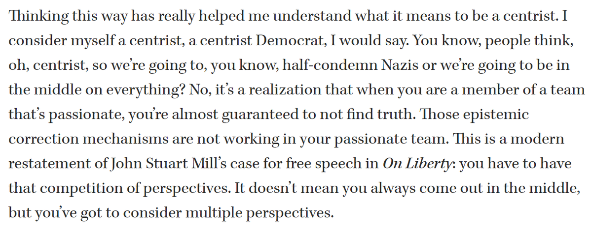 NappNazworth's tweet photo. I like @JonHaidt's explanation for why he's a centrist. https://t.co/0p6dfxhlI4