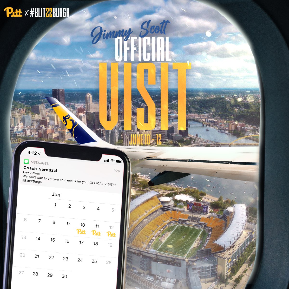 🔒‘ed in !!! June 10-12 I’ll be in the Burgh✈️✈️ huge thanks to <a href="/CoachTimSalem/">Tim Salem</a> <a href="/CoachPartridge/">Charlie Partridge</a> <a href="/Pitt_FB/">Pitt Football</a>