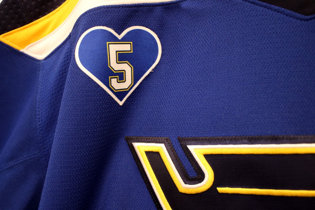 No. 5 will always be in our heart. For the rest of the season, it will be on the front of our sweater, too. #stlblues