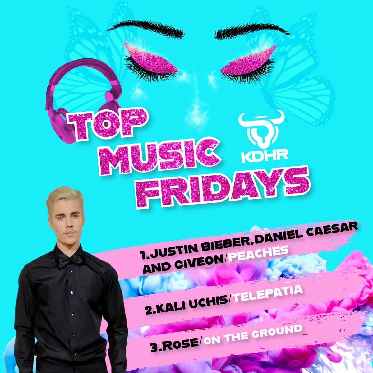 Here are the top 3 songs this week 🎧⭐
1️⃣Peaches by Justin Bieber, Daniel Caesar, and Giveon
2️⃣Telepatia by Kali Uchis
3️⃣On The Ground by ROSE

🌟Go check them out 🌟