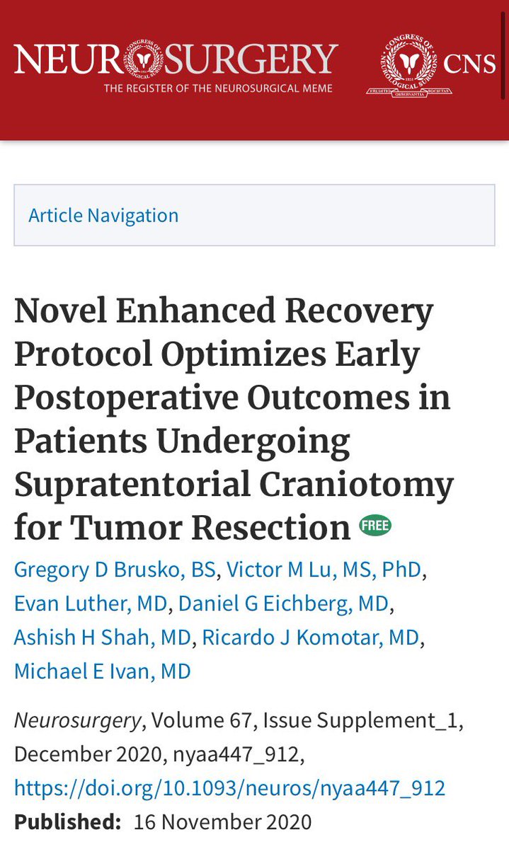 ERAS Society USA (@eras_usa) on Twitter photo Check out <a href="/UMneurosurgery/">UM Neurosurgery</a>’s ERAS protocol for supratentorial craniotomy for tumor resection. There was shorter LOS but no increase in perioperative complications or readmissions.
What is done at your institution? <a href="/ErasSociety/">ERAS® Society</a> <a href="/CNS_Update/">CNS</a> <a href="/theABTA/">American Brain Tumor Association</a> <a href="/FightBrainTumor/">BrainTumorFoundation</a> <a href="/NBTStweets/">National Brain Tumor Society</a> Check out <a href="/UMneurosurgery/">UM Neurosurgery</a>’s ERAS protocol for supratentorial craniotomy for tumor resection. There was shorter LOS but no increase in perioperative complications or readmissions.
What is done at your institution? <a href="/ErasSociety/">ERAS® Society</a> <a href="/CNS_Update/">CNS</a> <a href="/theABTA/">American Brain Tumor Association</a> <a href="/FightBrainTumor/">BrainTumorFoundation</a> <a href="/NBTStweets/">National Brain Tumor Society</a>