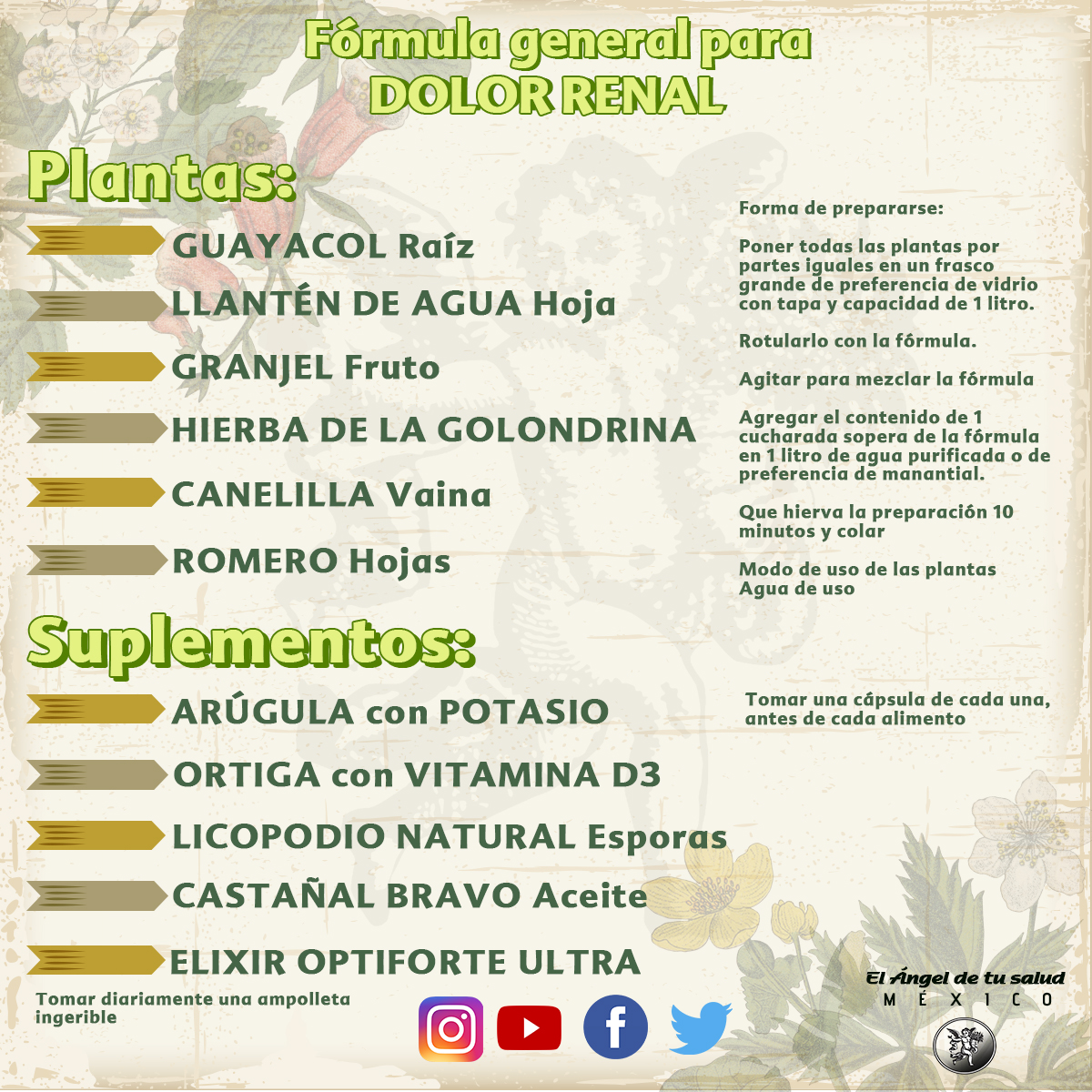 #FórmuladelDía #Herbolaria y #SuplementosAliemnticios 
Cuando se tiene DOLOR RENAL suelen aparecer síntomas como: Levantarse durante la noche a orinar (nocturia). Cambios en el aspecto de la orina, como un color más claro o la presencia de sangre.
lavozdelangeldetusalud.com.mx/tienda/formula…