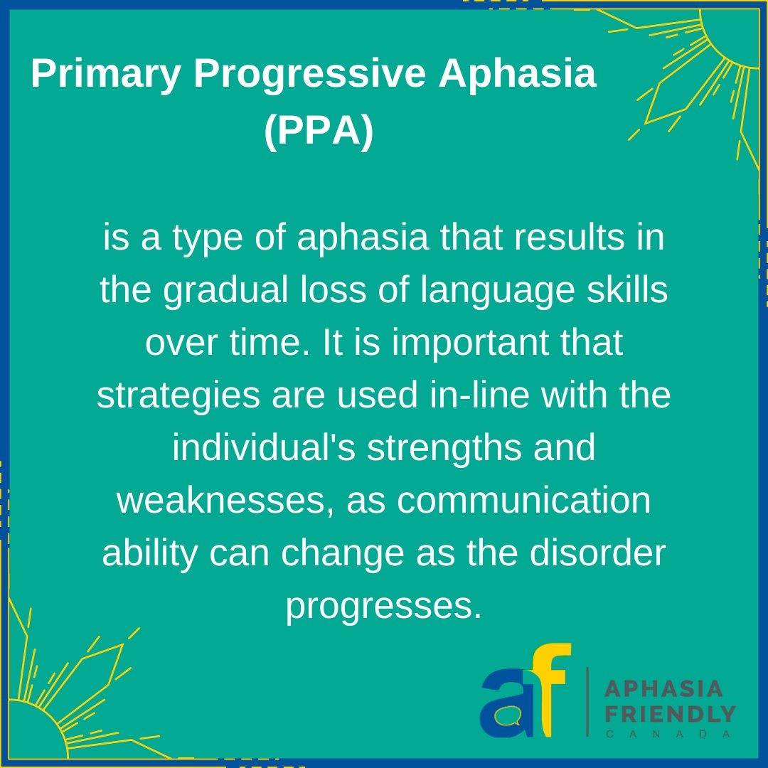 AphasiaCanada's tweet photo. #FactFriday: There are many different kinds of #aphasia, and each individual has their own strengths and weaknesses. ALL our #strategies broadly apply to any aphasia, and its important to use the ones that'll lead to the clearest #communication.

#yqg #yqgbusiness #training https://t.co/fKCa5WgouC