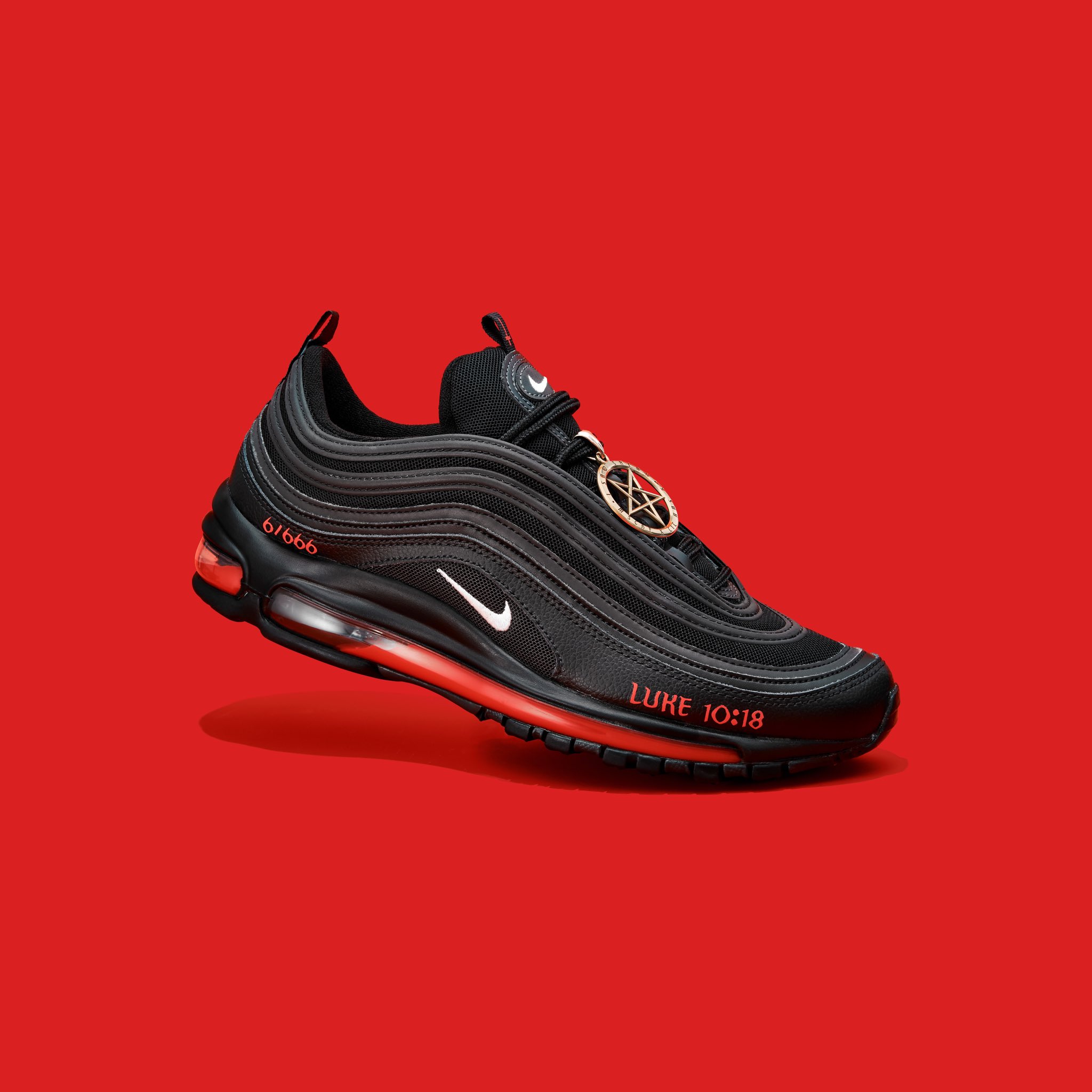 Saint Mschf X Lil Nas X Satan Shoes Nike Air Max 97 Contains 60cc Ink And 1 Drop Of Human Blood 666 Pairs Individually Numbered 1 018 March 29th 21 T Co Abmzhk5zta
