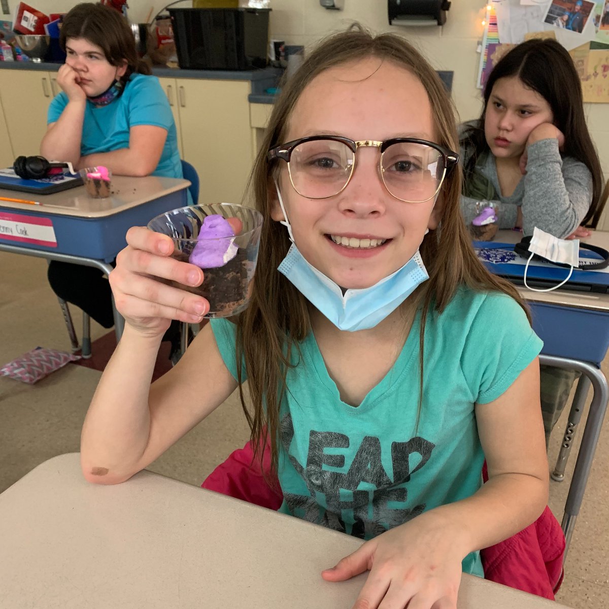 Miss Carter &amp; Mrs. Bailey's class made dirt pudding to celebrate their hard work and the start of spring break! 
#BelleAireWay #InThisTogetherWCH