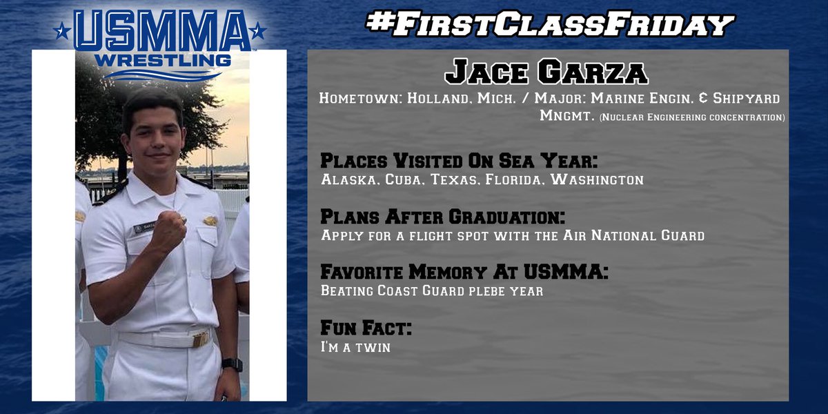 USMMA_Athletics's tweet photo. (1/2) Our last #FirstClassFriday for the winter teams spotlights our wrestling team! These 7 wrestlers have played a big part for the program the last 4 years #ExcellenceInAthletics #ActaNonVerba #classof2021 https://t.co/RcmpV9R5iQ